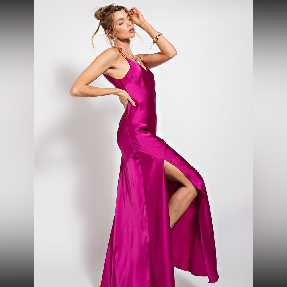 Easel Pink Satin Evening or day Gown